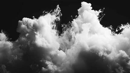 Wall Mural - ink white smoke on black background