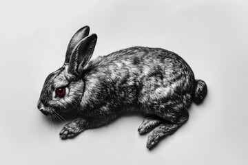 Regal Silver Rabbit Portrait on Elegant White Background