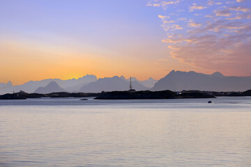 Sticker - Midnight  sunlight at Lofoten islands, Norway