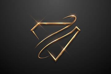 Wall Mural - golden diamond shape template on black background