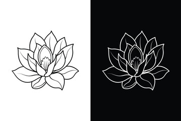 Magnolia flower vector icon graphic isolated sketch illustration on white background.
