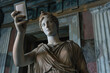 © Татьяна Евдокимова - Greek goddess statue holding a smartphone takes a selfie, blending ancient art with modern technology in a humorous and ironic contrast