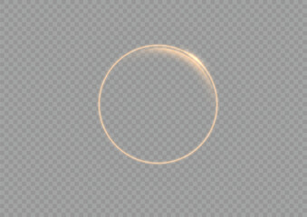 Light yellow circle. The energy flow tunnel. Curve light effect of white line. Abstract luxury white light vector flare semicircle and spark light effect. Luminous white circle portal. Ring line