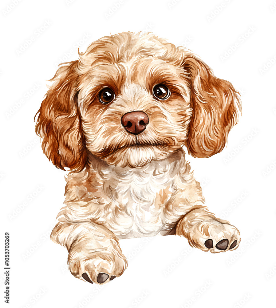 CAVAPOO dog, watercolor clipart illustration with isolated background ...
