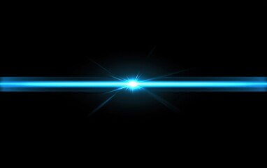 Wall Mural - a bright blue light beam illuminates the darkness, creating a striking visual effect against a black