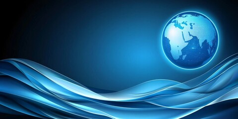 Abstract Blue Digital Background with Planet Earth