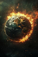 a burning planet earth