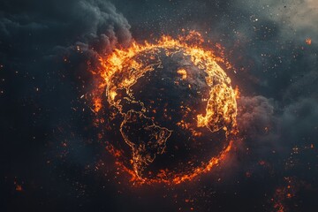 Wall Mural - A burning planet earth