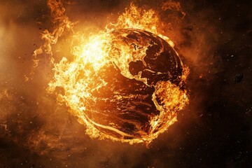Wall Mural - A burning planet earth