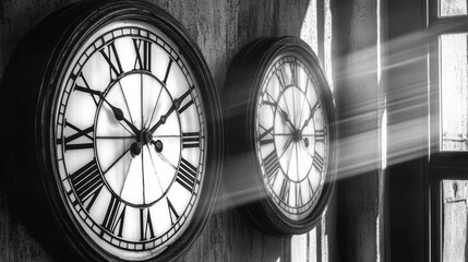 A clock reflected in a mirror showing Roman numerals instead of numbers