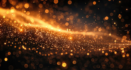 Poster - Gold light elements on a black background.