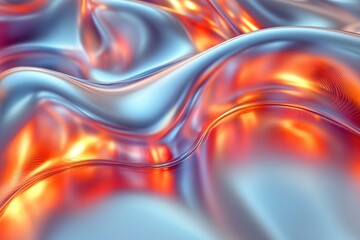 Abstract liquid metal surface with a blue and orange color gradient.