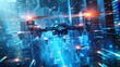 © Justlight - Futuristic delivery drones flying over a smart city at night, transporting packages and goods with advanced technology and innovation