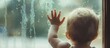 © ArtificialHorizons - Baby Girl Touch Natural Dirty Window Glass Little Hand View From Behind