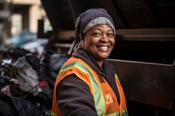 Wall Mural - Portrait of a smiling female sanitation worker