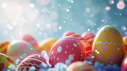 Poster - Easter Eggs Om Light Background