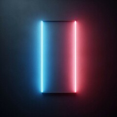 A minimalistic, dark wall with two vertical neon lights casting a soft glow