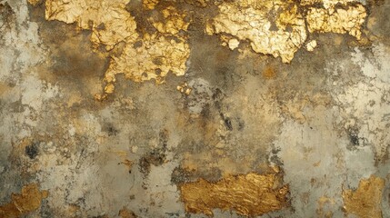 Aufkleber - Aged wall backdrop featuring a metallic gold texture