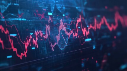 Aufkleber - Abstract visualization of data trends with a focus on a fluctuating graph.