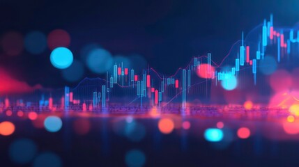 Leinwandbilder - Abstract financial chart with candlestick patterns and glowing elements.