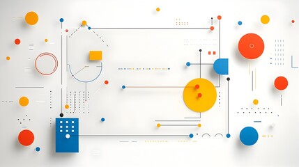 Poster - Minimalist abstract background featuring intersecting circles and bold geometric shapes in a clean modern design  This visually striking image is ideal for innovative business technology