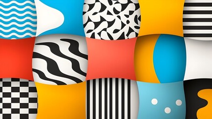 Leinwandbilder - Vibrant and dynamic pop art abstract background featuring bold colorful stripes and geometric patterns  Suitable for modern covers banners and promotional designs