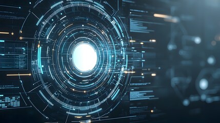 Fototapete - Sleek and modern futuristic abstract design featuring glowing geometric circles with soft shadows creating a dynamic and technology forward visual for business presentations digital marketing