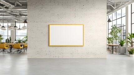 Aufkleber - Empty poster frame mounted on a stylish concrete wall in a contemporary office setting