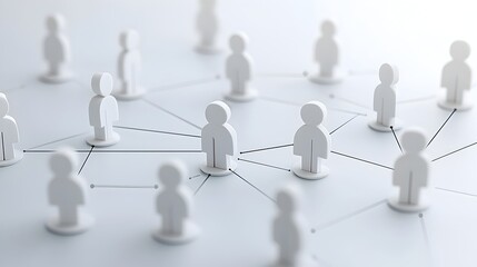 Leinwandbilder - Symbolic 3D figures connected in a circular network representing the concept of shared objectives that form a unified system of people working together towards common goals