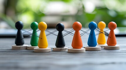 Fototapete - of a group of interconnected human figures standing together in harmony symbolizing the strength and unity of a community working towards shared objectives and a common purpose