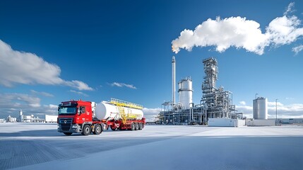 Poster - Seamless and efficient fuel tanker loading process at the industrial processing plant showcasing the logistics and infrastructure of energy distribution
