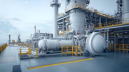 Poster - Cutting Edge Fuel Refinery Facility Featuring a Network of Advanced Pipelines Industrial Architecture and Sophisticated Engineering Technologies