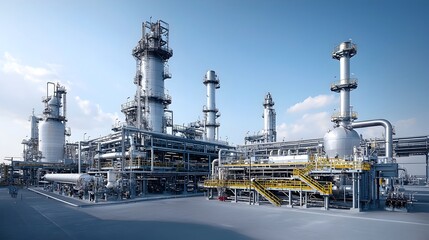 Poster - Cutting Edge Fuel Refinery with Intricate Pipeline Network and Advanced Industrial Design Highlighting Innovation in Fuel Processing and Production