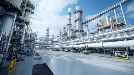Poster - Modernized Refinery Plant Showcasing Intricate Pipelines and Cutting Edge Industrial Design Symbolizing Efficient Fuel Processing Technology