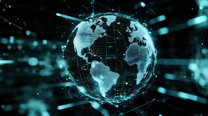 Poster - A digital representation of Earth with a network of lines and points, symbolizing connectivity.