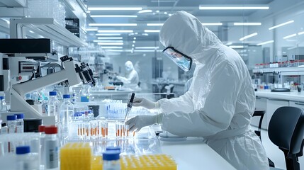 Poster - Scientist Examining Biofuel Samples with Advanced Technology and High Precision Equipment in a Futuristic Laboratory Showcasing Innovation in Sustainable Energy Research