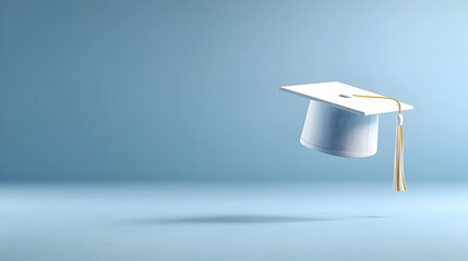 Poster - Graduation Cap Floating Freely in Vast Open Sky with Ample Empty Space Symbolizing Academic Achievement Success and Limitless Possibilities for the Future