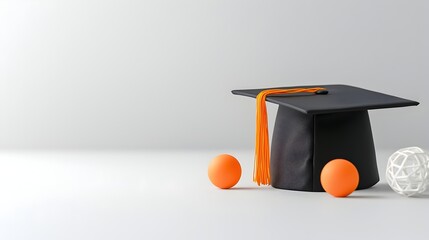 Leinwandbilder - Graduation cap in motion with empty space on the right side symbolizing the of academic achievement and the unlimited potential for the future