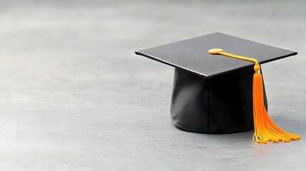 Poster - Minimalist image of a tilted academic graduation cap with an empty space in the center placed on a plain white background