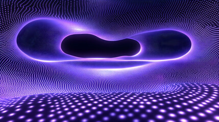 Wall Mural - Purple Abstract Dotted Tunnel, portal, glow, dots, particles, lights