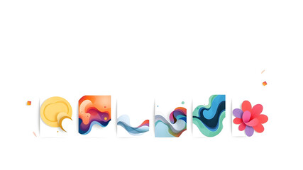 Wall Mural - a series of colorful abstract images with a flower in the middle