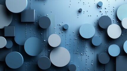 Abstract texture with elements in the shape of round disks in blue and gray shades, metal or stone surface.