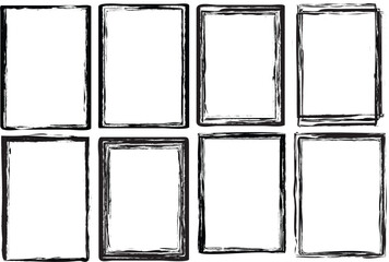 Poster - Set of vector border frames with rough edges . Rectangular frame template collection . distress texture . Grunge tiny frame borders isolated on the background . Rough edges effect . Rectangles pack.