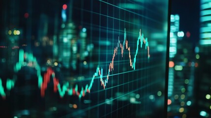 Leinwandbilder - Modern Stock Market Data Visualization at Night
