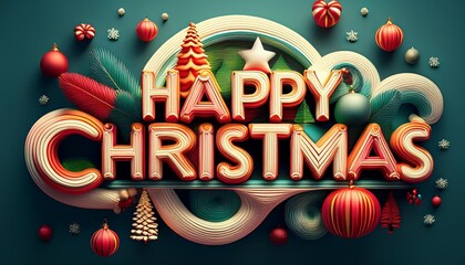 3D Happy Christmas sign