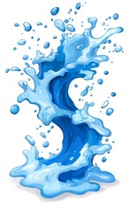 Fototapete - An isolated white background with a water jet and drops