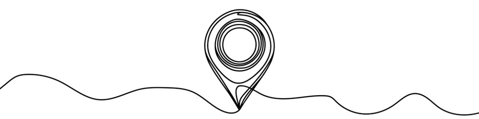 Wall Mural - single line is creating a location pin over a wavy road. vector illustration.