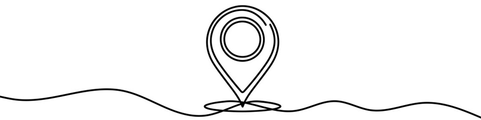 Wall Mural - single line is creating a location pin over a wavy road. vector illustration.