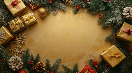 Wall Mural - wallpaper for christmas with gifts and christmas decoration