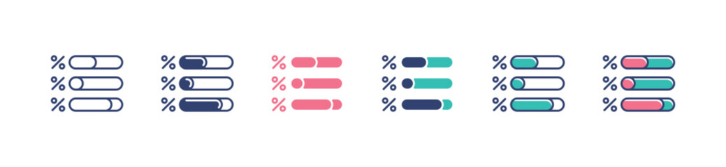 Aufkleber - score progress bar percentage icon set statistics test result percent chart vector illustration template design